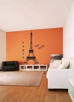 Duża naklejka welurowa na ścianie Wieża Eiffla w pokoju