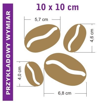 Przykładowe wymiary szablonów malarskich kuchennych z ziarenkami kawy