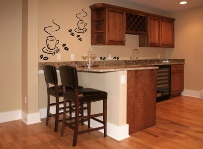 Naklejki na ścianę do kuchni dwie filiżanki kawy i ziarenka