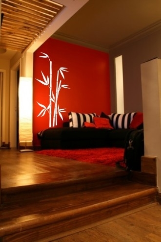 Szablon dekoracyjny z bambusem do pokoju dziennego