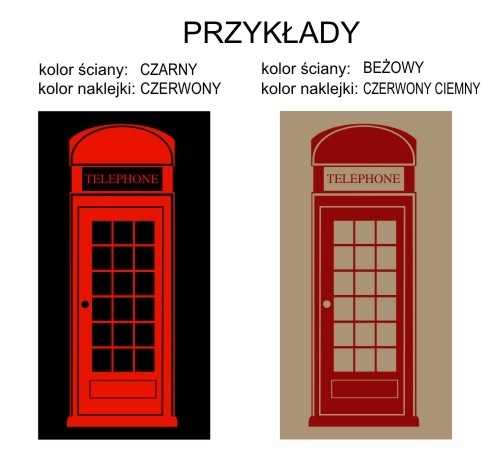 Angielska budka telefoniczna na ścianie czarnej i beżowej