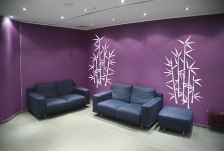 Naklejka welurowa do salonu białe bambusowe drzewo