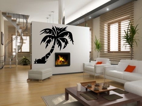 Naklejka palma z folii welurowej na ścianę lateksową