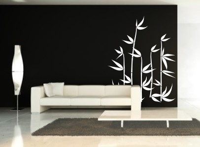 Biała naklejka bambus na ścianie 