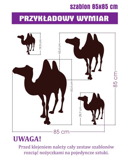 Szablon do pomalowania na ścianę z wielbłądami