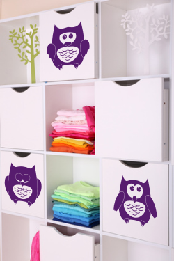 Naklejki welurowe na ścianę i meble sowy