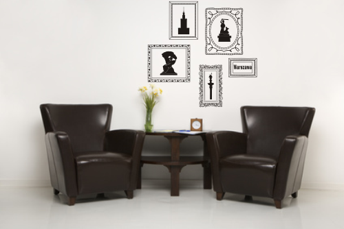 Naklejki ścienne ramki do zdjęć z symbolami warszawy