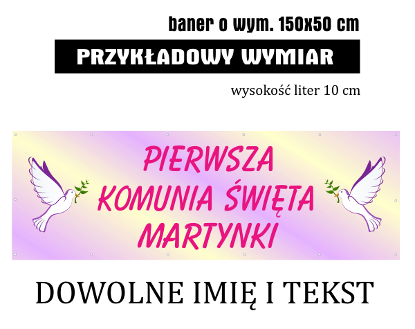 Baner dekoracyjny na komunię dla dziewczynki