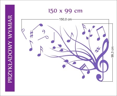 Różne wymiary muzycznych szablonów ściennych 