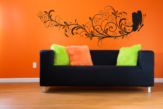 Welurowa naklejka z motywem florystycznym na ścianę do pokoju