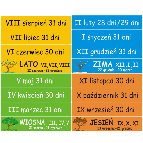 Naklejki edukacyjne przyrodnicze na schody z porami roku