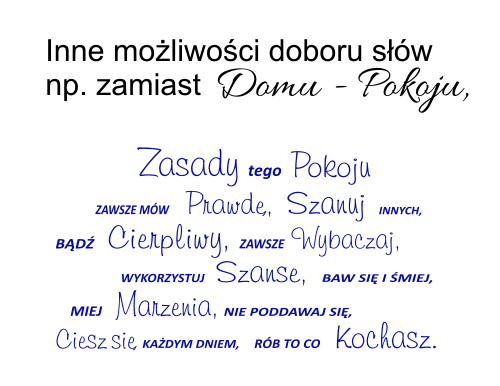 Naklejka z napisami na ścianę do salonu