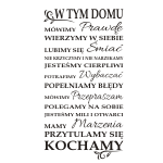 Szablony malarskie z napisami na ścianę do salonu w tym domu mówimy prawdę