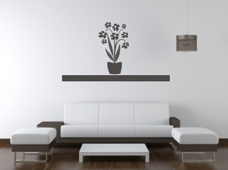 naklejka kwiaty na ścianę w doniczce  