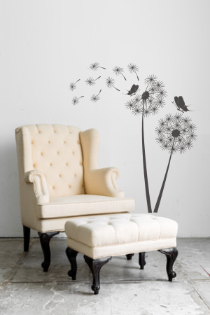 Szablony malarskie z dmuchawcami na ścianę oraz motylki i lotki