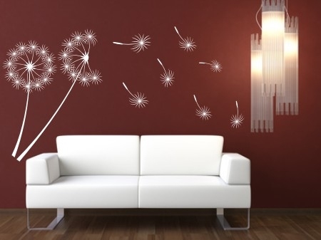 Naklejki ścienne z dmuchawcami do pokoju dziennego nad kanapę