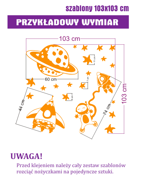 szablon ścienny dla dzieci z promem kosmicznym