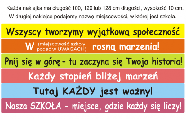 Spersonalizowane motywacyjne naklejki na schody do szkoły