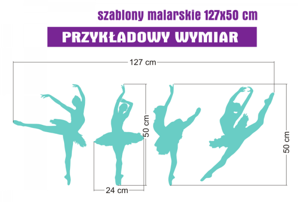 Szablony na ścianę baletnice 4 sztuki