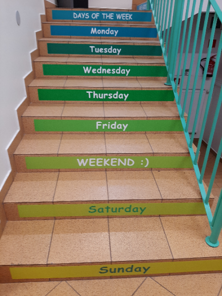 Dni tygodnia po angielsku naklejki na schody