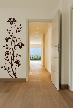 Welurowa czarna naklejka ścienna kwiat do pokoju