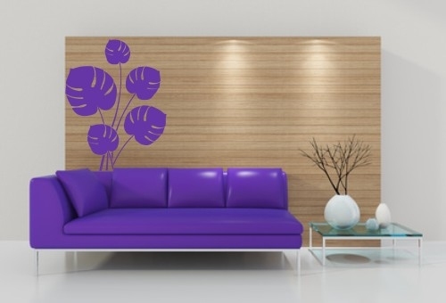 Naklejki welurowe liść monstery na ścianę