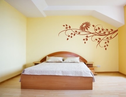 Welurowa naklejka na ścianę do sypialni kwiat