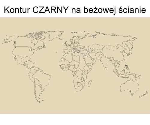 Czarna naklejka Mapa świata w konturach