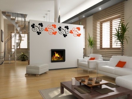 Naklejka koniczyna na ścianie przy kominku