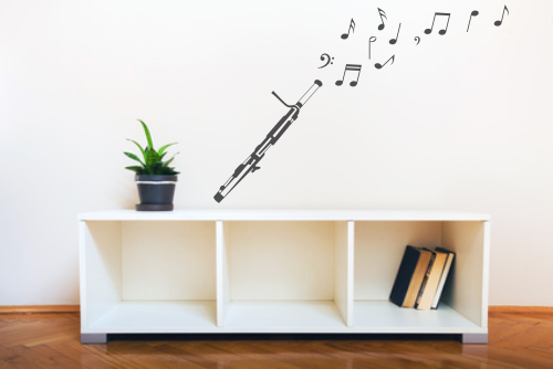 Fagot i nuty na ścianie do pokoju muzycznego