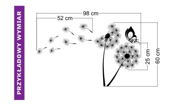 Różne wymiary naklejek ściennych z dmuchawcami