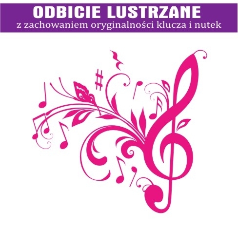 naklejka na ścianę odbicie lustrzane klucza wiolinowego