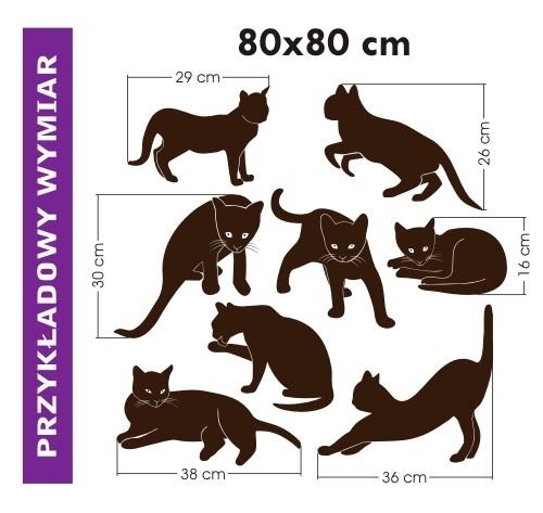 Szablon na ścianę do pokoju rodzina małych i dużych kotków