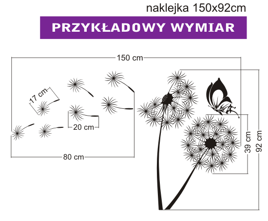 Szablony ścienne z dmuchawcami i motyl z pyłkami