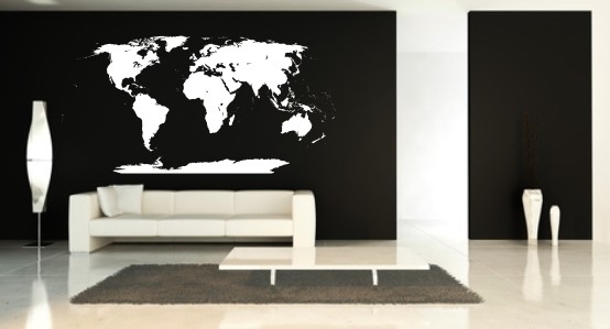 Welurowa naklejka na ścianie mapa świata i antarktyda