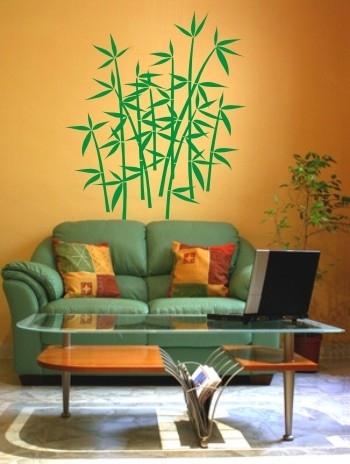 Naklejka drzewko bambusowe z folii welurowej do pokoju na ścianę lateksową