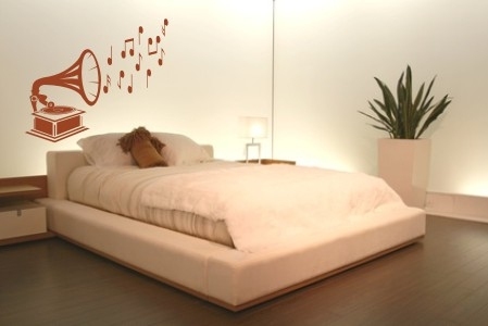 Gramofon samoprzylepny do sypialni - naklejka na ścianie