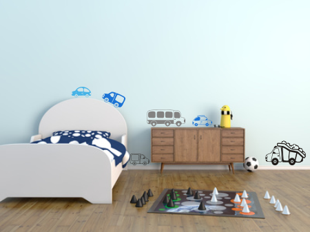 Szablony do malowania na ścianie dla chłopca i do pokoju dziecięcego samochody i ciężarówka