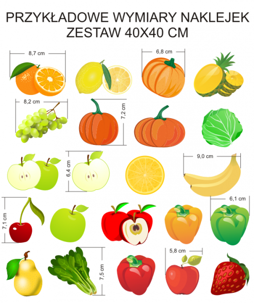 Naklejki na kafelki do kuchni - warzywa i owoce