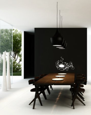 Naklejka biała z weluru kawa z kwiatami