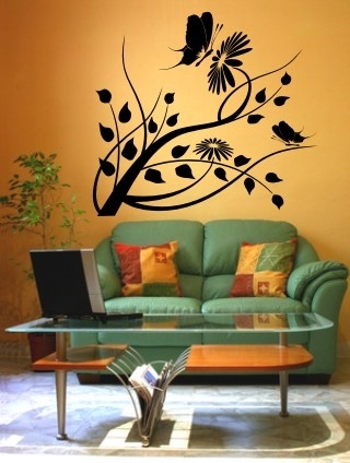 naklejki kwiaty na ścianę w salonie