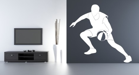 Białe naklejki ścienne motywy sportowe i koszykarz
