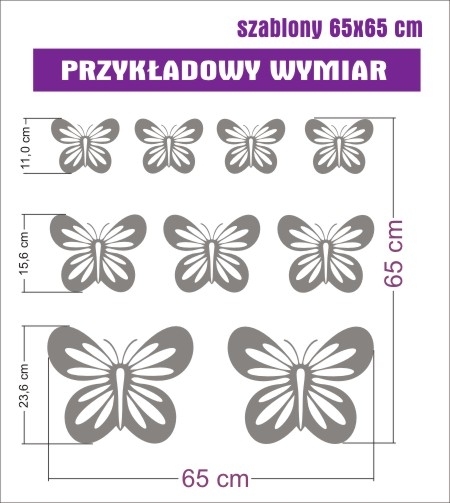 Różne wymiary szablonów do malowania z motylami na ścianę