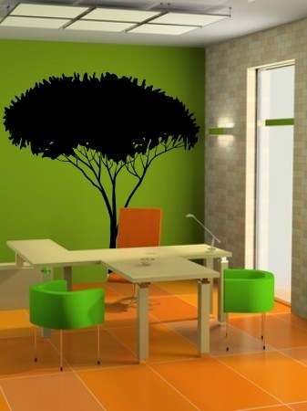 Naklejka welurowa duże czarne drzewo na ścianę