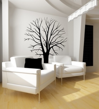 Welurowa czarna naklejka drzewo bez liści na ścianę lateksową do salonu
