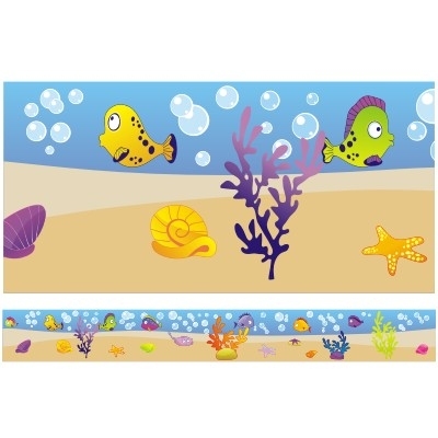 Naklejka pasek dekoracyjny do pokoju dziecka rybki i ocean