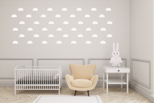Welurowe naklejki chmurki na ścianę do pokoju dziecka dekoracja w stylu skandynawskim