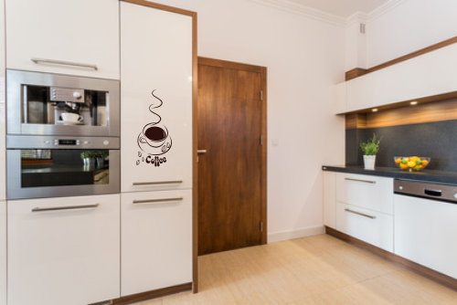 Szablon malarski Filiżanka kawy z napisami coffee do kuchni i jadalni