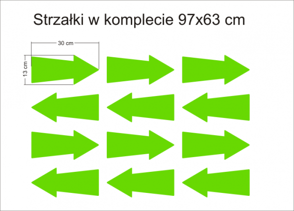 Naklejki strzałki na podłogę do szkoły