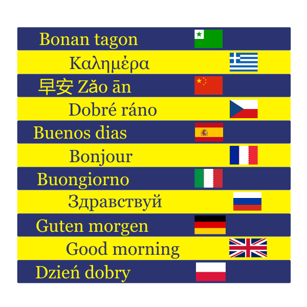 Naklejki na schody powitania w różnych językach